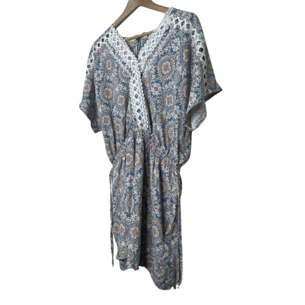 DAVI & DANI | Women's Boho Lace Trim Short Sleeve V-Neck Lined Romper | Size L - Picture 5 of 14